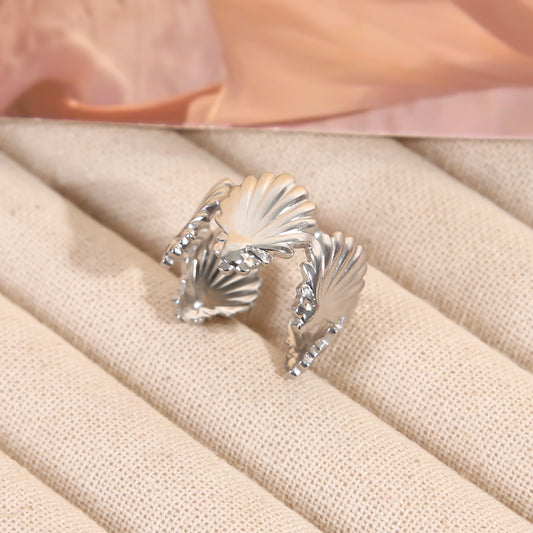 Bague Argentée Ouverte Coquillage Majestueux