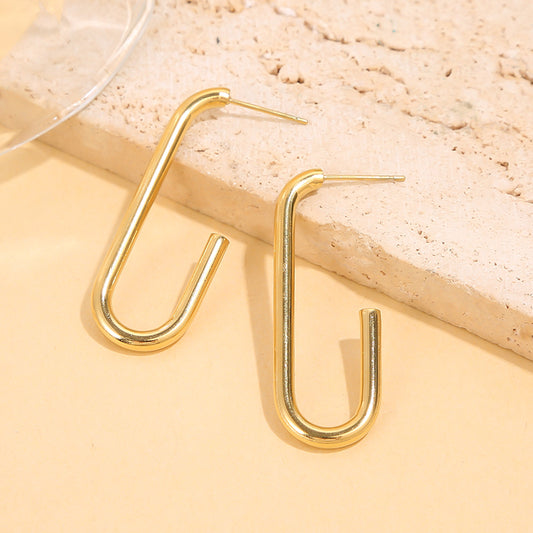 Boucles d'oreilles dorées tube ouverte en U