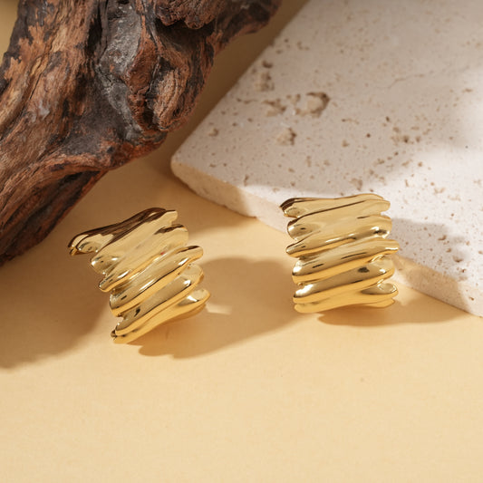 Boucles d'oreilles créoles ouvertes dorées épaisses lisses