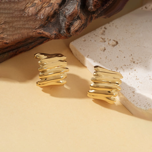 Boucles d'oreilles créoles ouvertes dorées épaisses lisses