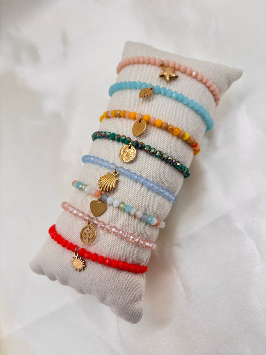 Lot de 8 Bracelets élastiques colorés orange rose
