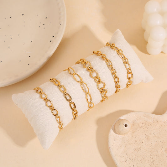 Lot de 6 bracelets dorées mailles et chaînes