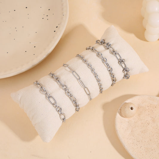 Lot de 6 bracelets argentés mailles et chaînes