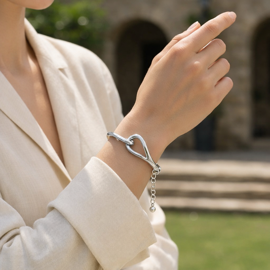 Bracelet rigide nœud avec chaîne