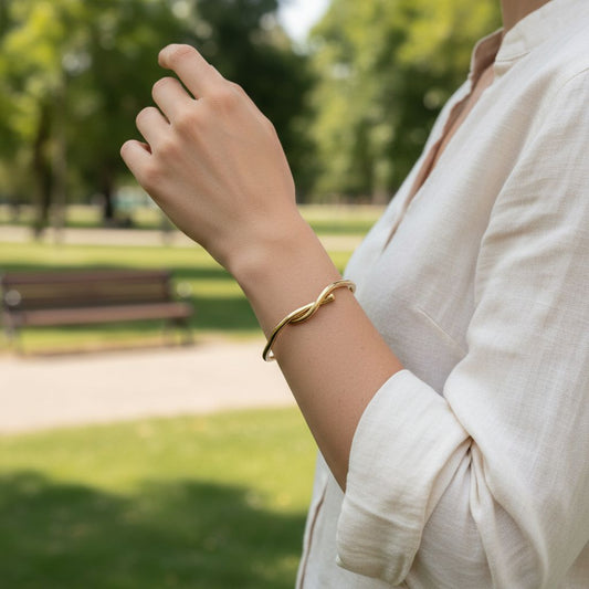 Bracelet jonc fin branches entrelacées