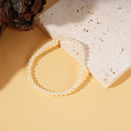 Bracelet élastique petites perles blanche