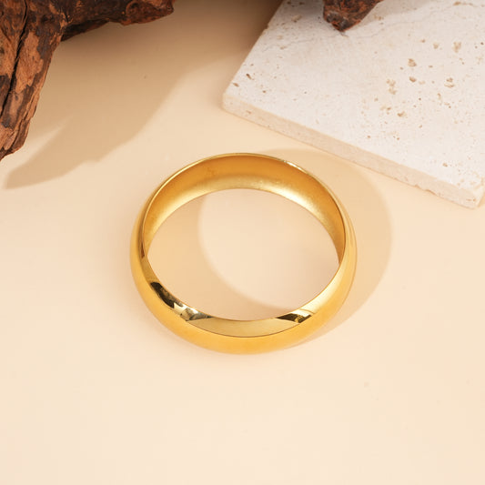 Bracelet manchette jonc rigide doré lisse fermé