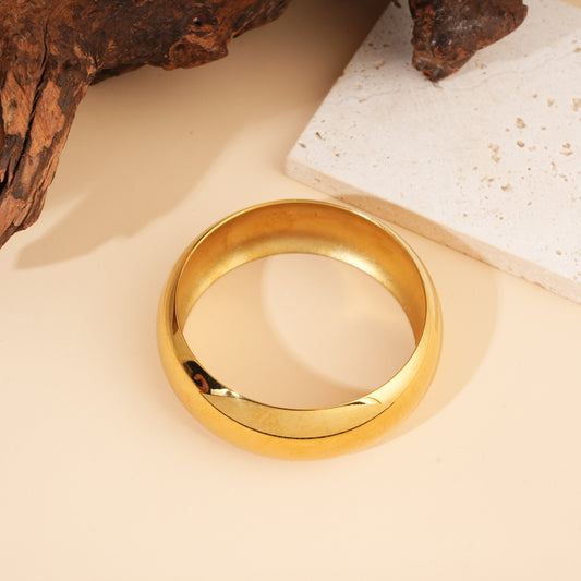 Bracelet manchette jonc rigide doré lisse fermé 2,5cm