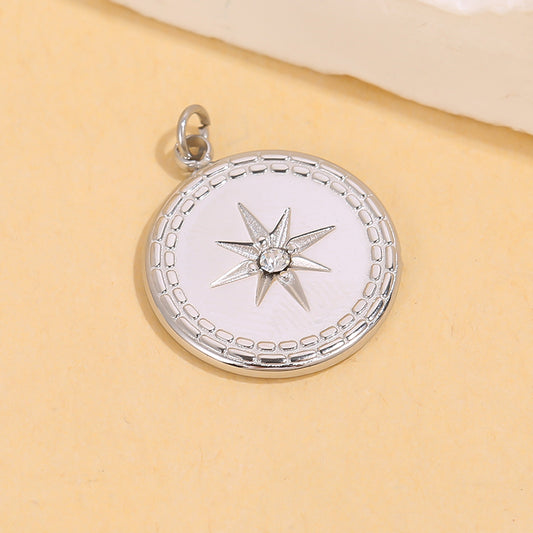 Lot de 3 pendentifs argentés ronds avec étoile strass