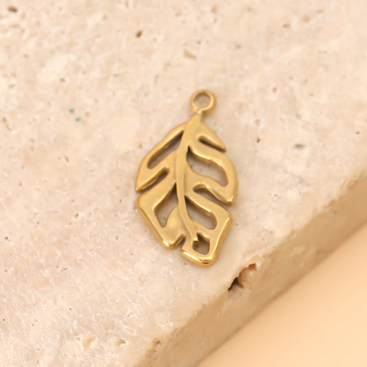 Lot de 3 Pendentifs Feuilles Dorées Ajourées