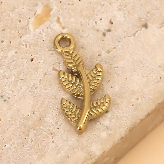 Lot de 3 Pendentifs Branche Dorée Feuillagée