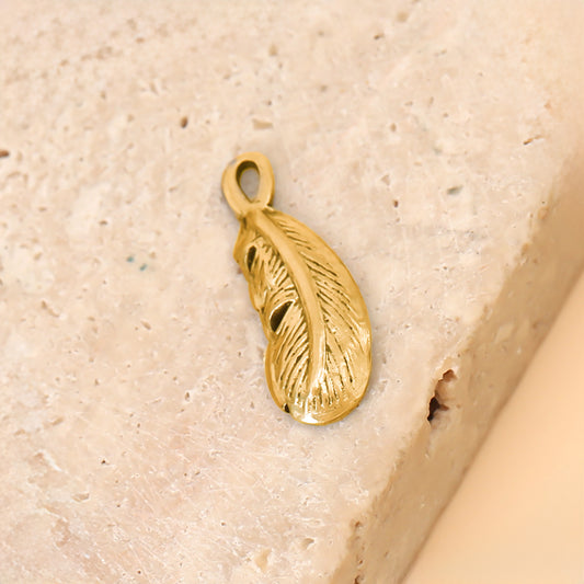 Lot de 3 Pendentifs Plume Dorée Sculptée