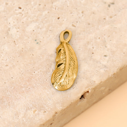 Lot de 3 Pendentifs Plume Dorée Sculptée