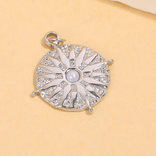 Lot de 3 pendentifs argentés dorés soleil perle