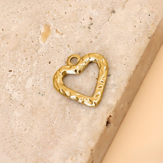 Lot de 3 Pendentifs Cœur Doré Martelé