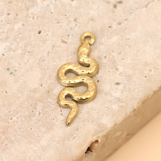 Lot de 3 Pendentifs Serpent Doré Martelé