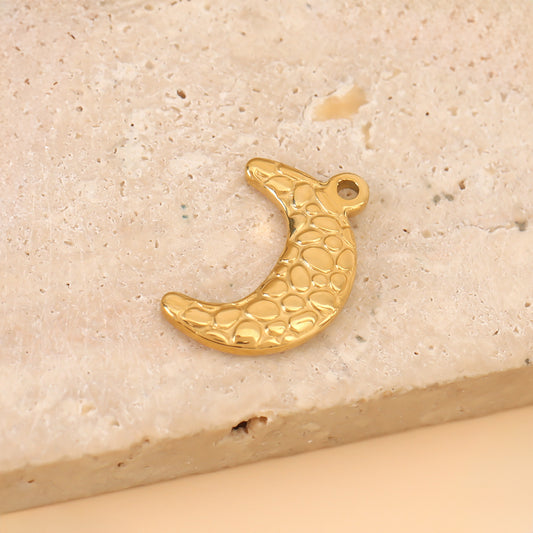 Lot de 3 Pendentifs Croissant De Lune Doré Texturé