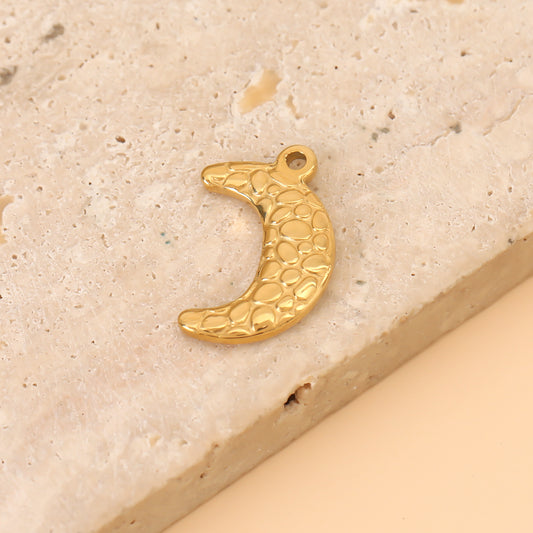 Lot de 3 Pendentifs Croissant De Lune Doré Texturé