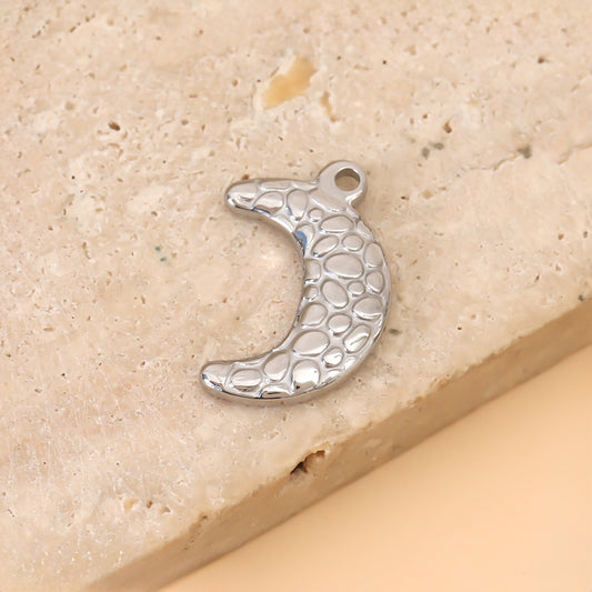Lot de 3 Pendentifs Croissant De Lune Argenté Texturé