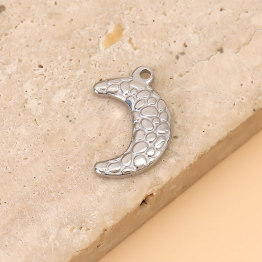 Lot de 3 Pendentifs Croissant De Lune Argenté Texturé