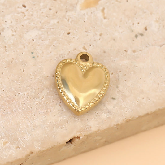 Lot de 3 Pendentifs Cœur Doré Perlé