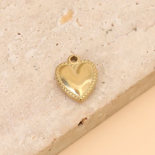 Lot de 3 Pendentifs Cœur Doré Perlé