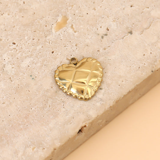 Lot de 3 Pendentifs Cœur Doré Matelassé