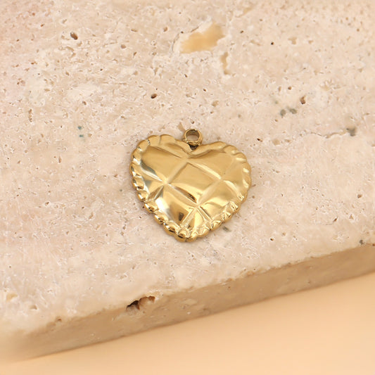 Lot de 3 Pendentifs Cœur Doré Matelassé