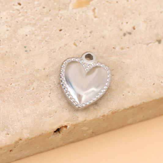 Lot de 3 Pendentifs Cœur Argenté Perlé