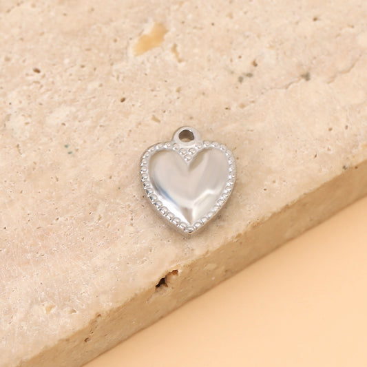 Lot de 3 Pendentifs Cœur Argenté Perlé