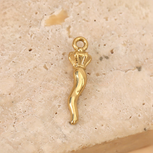 Lot de 3 Pendentifs Corne Italienne Dorée Avec Couronne