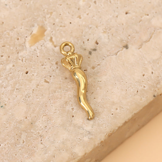 Lot de 3 Pendentifs Corne Italienne Dorée Avec Couronne