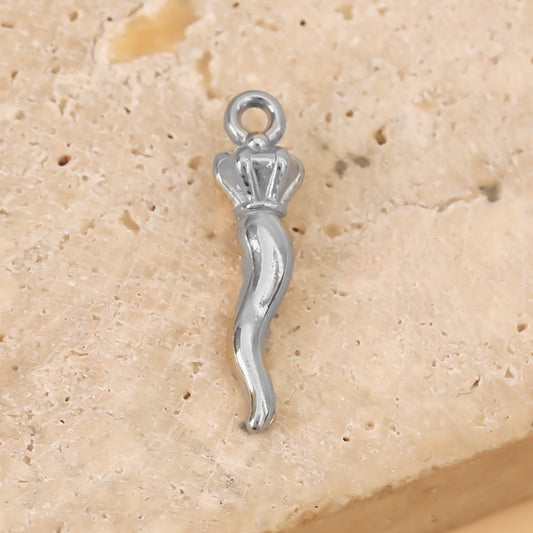 Lot de 3 Pendentifs Corne Italienne Argentée Avec Couronne