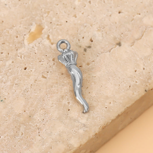 Lot de 3 Pendentifs Corne Italienne Argentée Avec Couronne