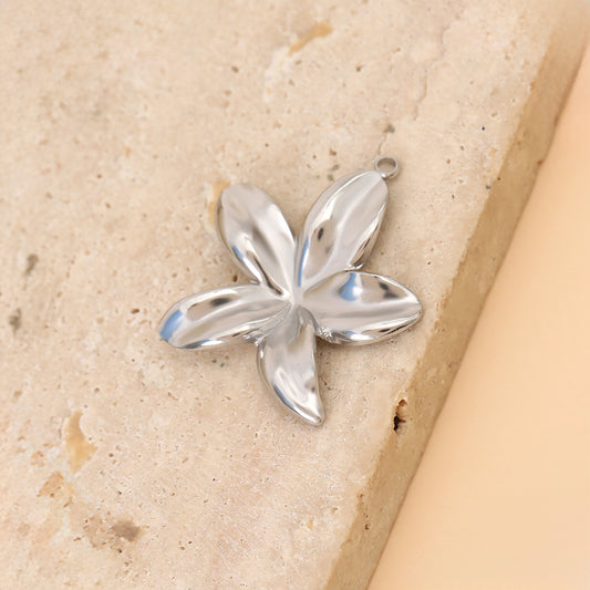 Lot de 3 Pendentifs Fleur Brillante Argentée