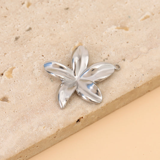 Lot de 3 Pendentifs Fleur Brillante Argentée