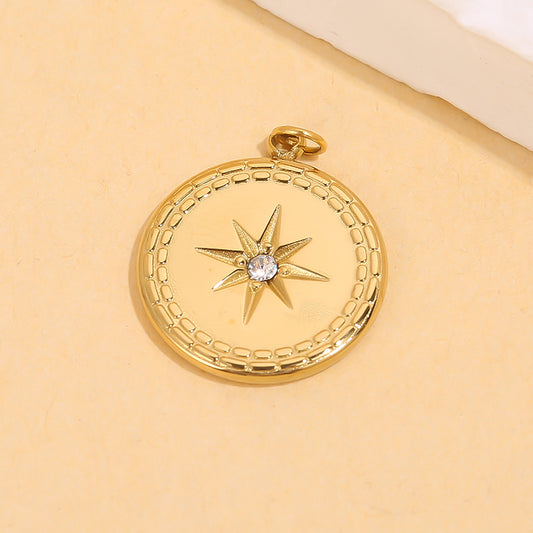 Lot de 3 pendentifs dorés ronds avec étoile strass