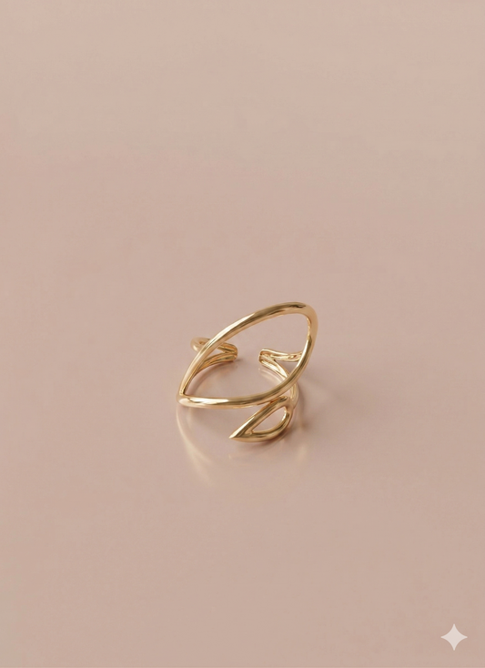 Bague ajustable motif feuilles ajourées