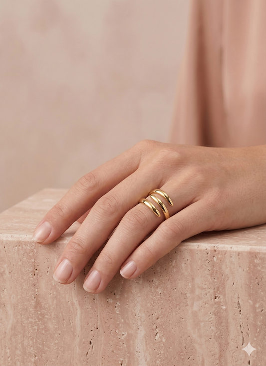 Bague ajustable ouverte à double enroulement