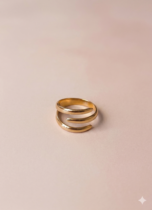 Bague ajustable ouverte à double enroulement