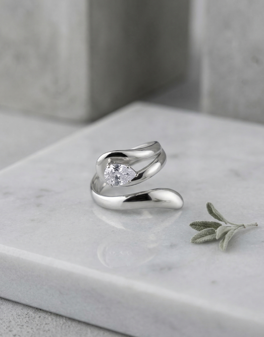 Bague ajustable ouverture avant avec strass