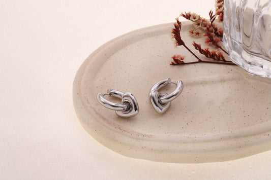 Boucles d'oreilles argentées créoles cœur bombé