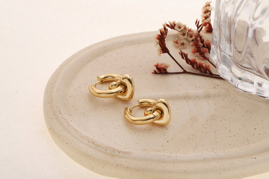 Boucles d'oreilles dorées créoles cœur bombé