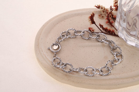 Bracelet argenté maille torsadée ronde