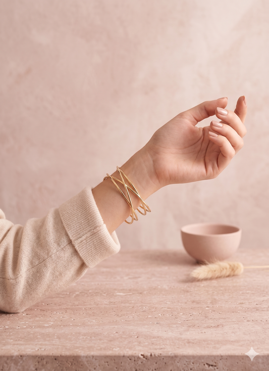 Bracelet manchette ajustable 4 branches entrelacés