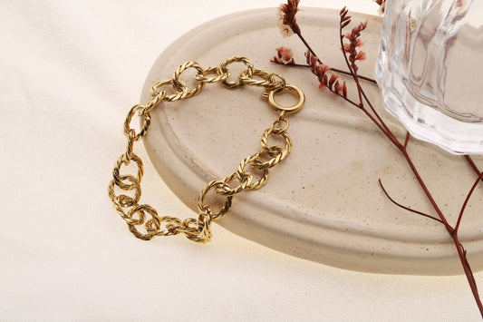 Bracelet doré maille torsadée ronde