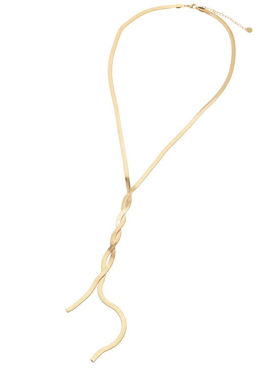 Collier en Y doré chaîne serpent torsadée