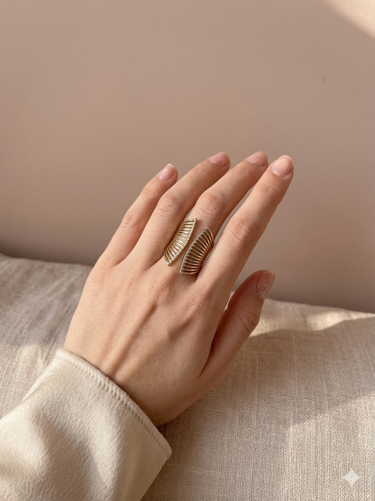 Bague dorée ouverture avant ajustable orné de strass