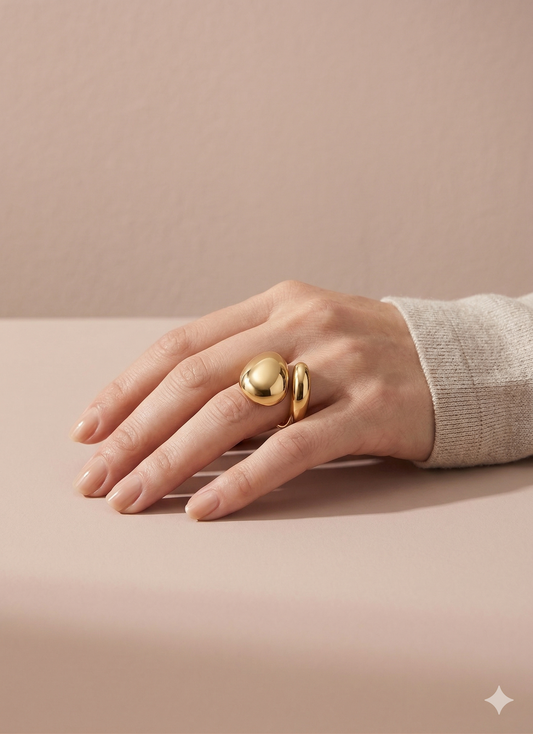 Bague effet goutte bombé lisse