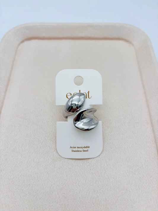 Bague argentée calin épais ajustable par devant